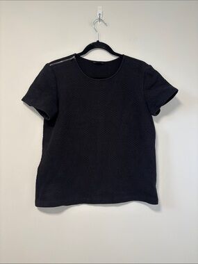 Theory Black Short Sleeve Textured Top